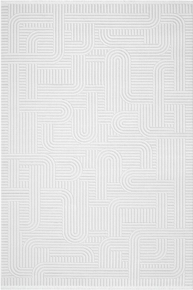 Nova - Maze Takma Saçaklı Modern Oturma Odası, Antre ve Mutfak Halısı