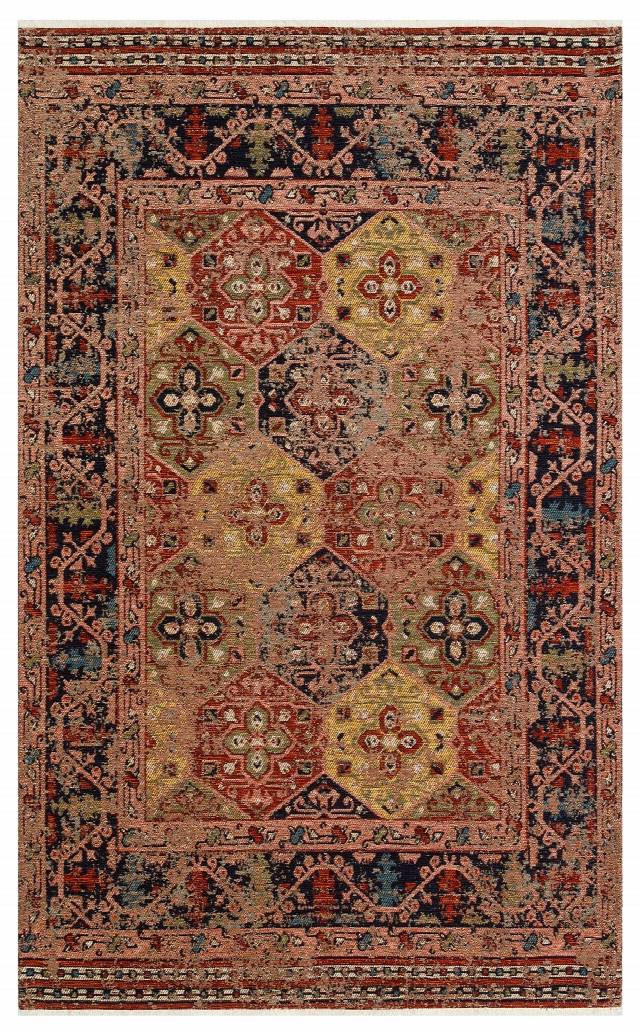 ANADOLU KILIM AND 01 MULTY  Geleneksel Anadolu Motifli Yıkanabilir Kaymaz Tabanlı Şönil Dokuma Halı