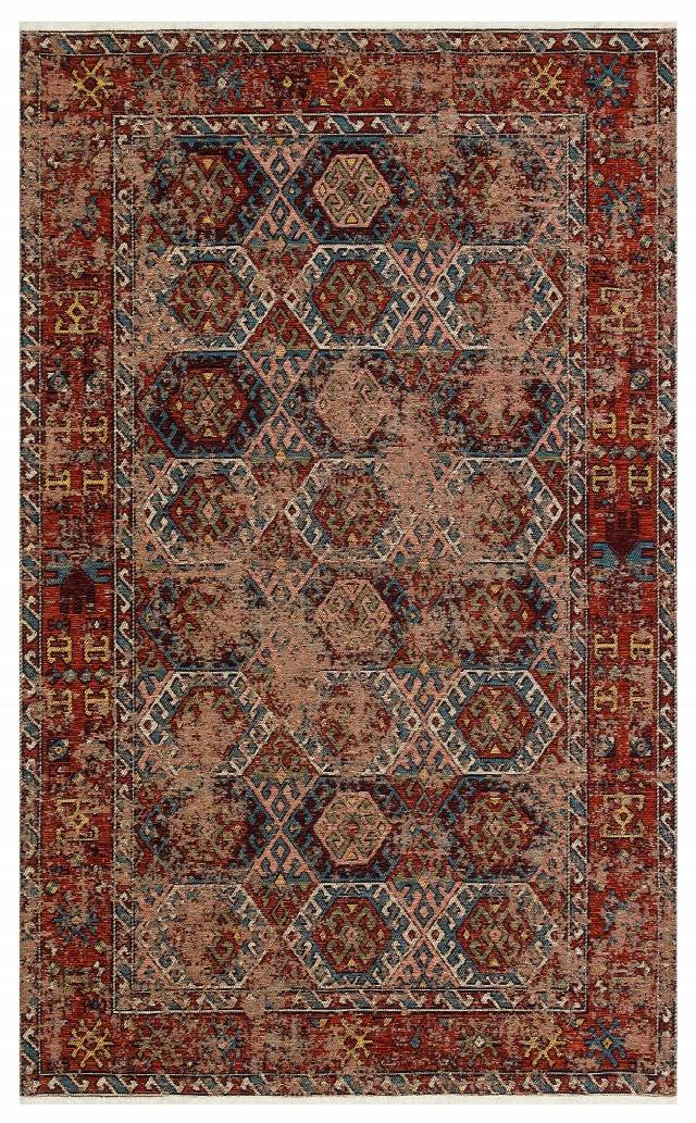 ANADOLU KILIM AND 03 MULTY  Geleneksel Anadolu Motifli Yıkanabilir Kaymaz Tabanlı Şönil Dokuma Halı