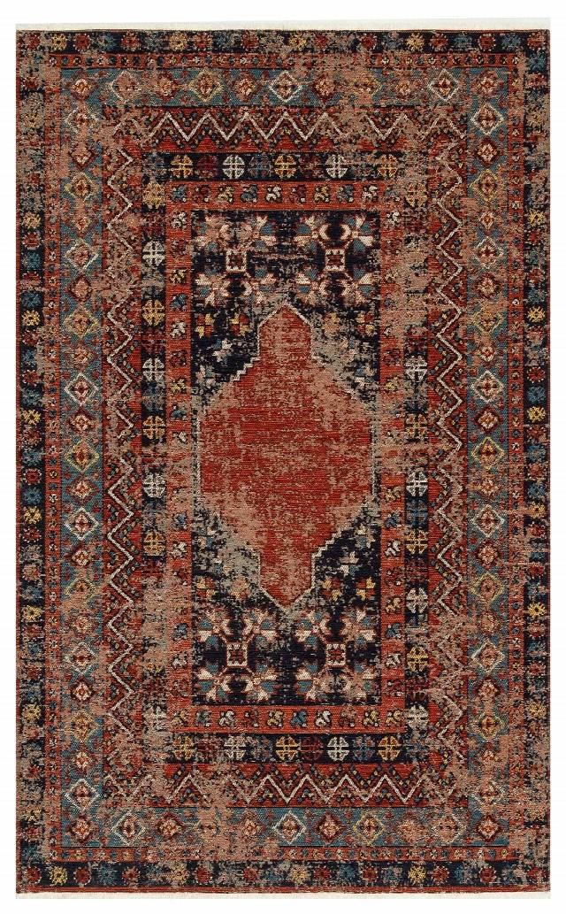 ANADOLU KILIM AND 04 MULTY  Geleneksel Anadolu Motifli Yıkanabilir Kaymaz Tabanlı Şönil Dokuma Halı