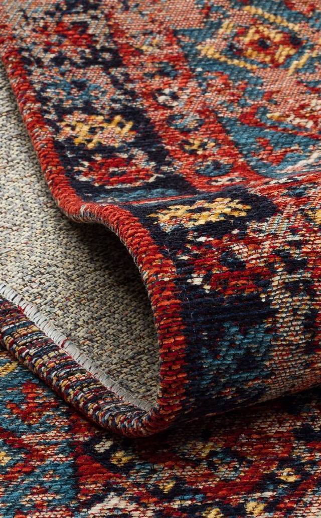 ANADOLU KILIM AND 04 MULTY  Geleneksel Anadolu Motifli Yıkanabilir Kaymaz Tabanlı Şönil Dokuma Halı