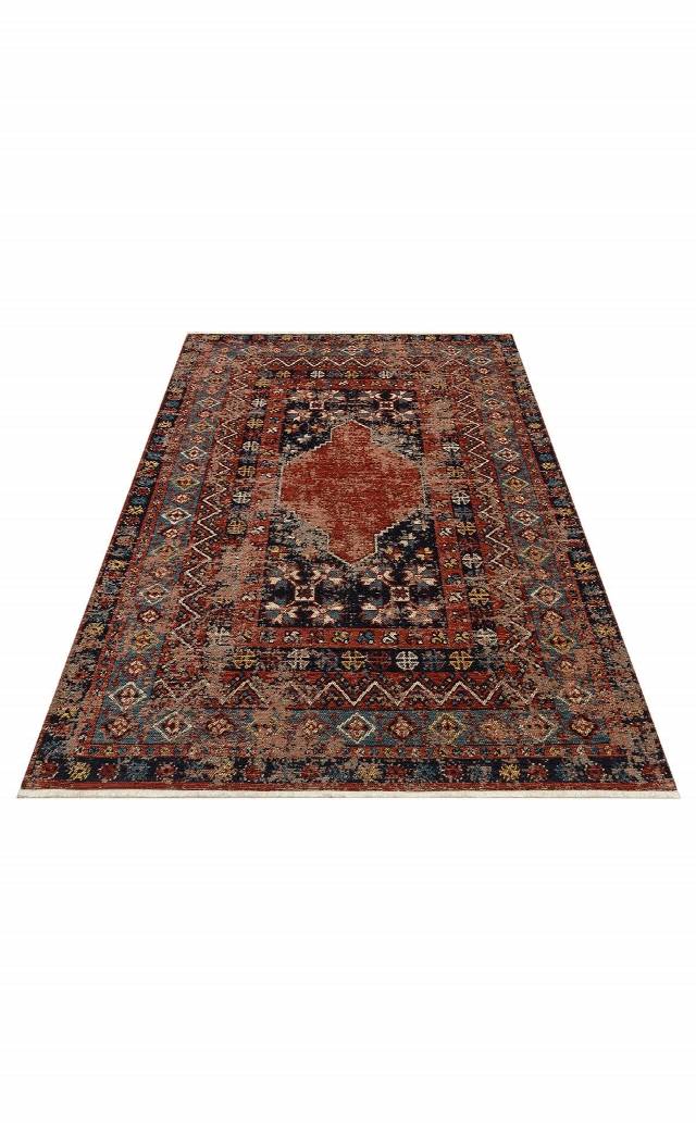 ANADOLU KILIM AND 04 MULTY  Geleneksel Anadolu Motifli Yıkanabilir Kaymaz Tabanlı Şönil Dokuma Halı