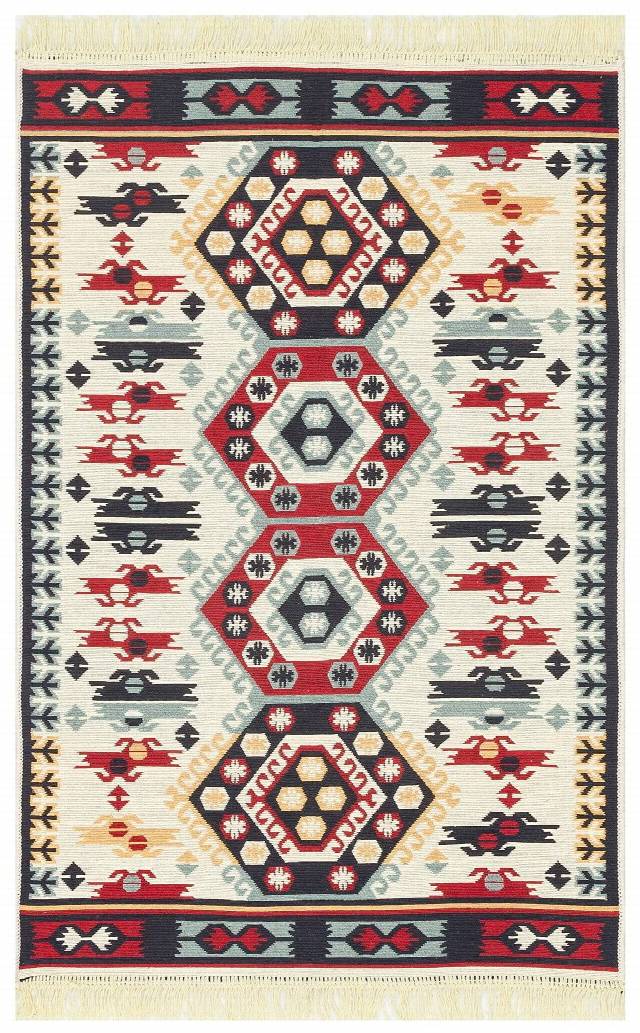 ARYA AR 30 RED  Yıkanabilir Çift Taraflı Modern Desenli Dokuma Kilim