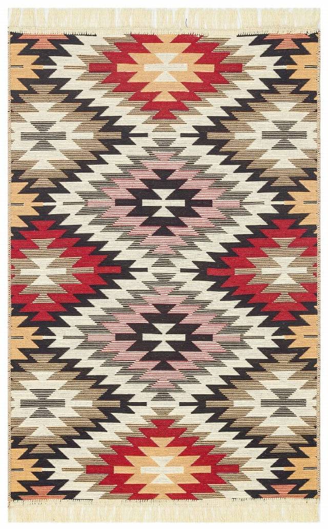 ARYA AR 33 RED  Yıkanabilir Çift Taraflı Modern Desenli Dokuma Kilim