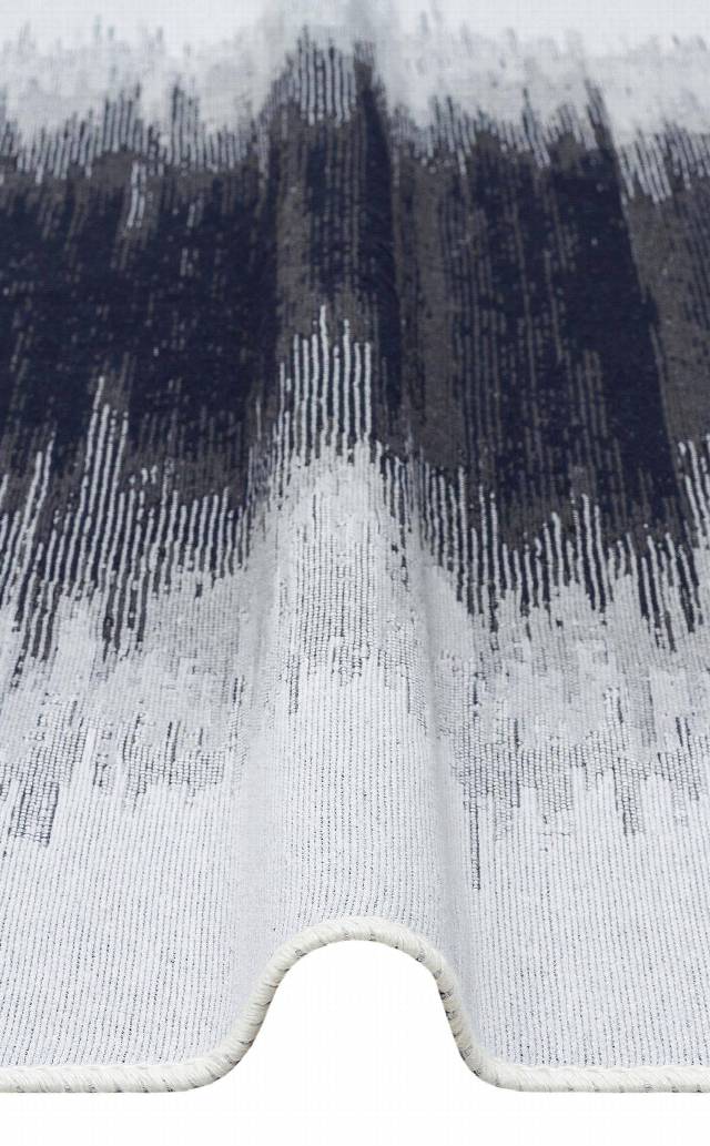 ARYA AR 40 BLACK WHITE  Yıkanabilir Çift Taraflı Modern Desenli Dokuma Kilim