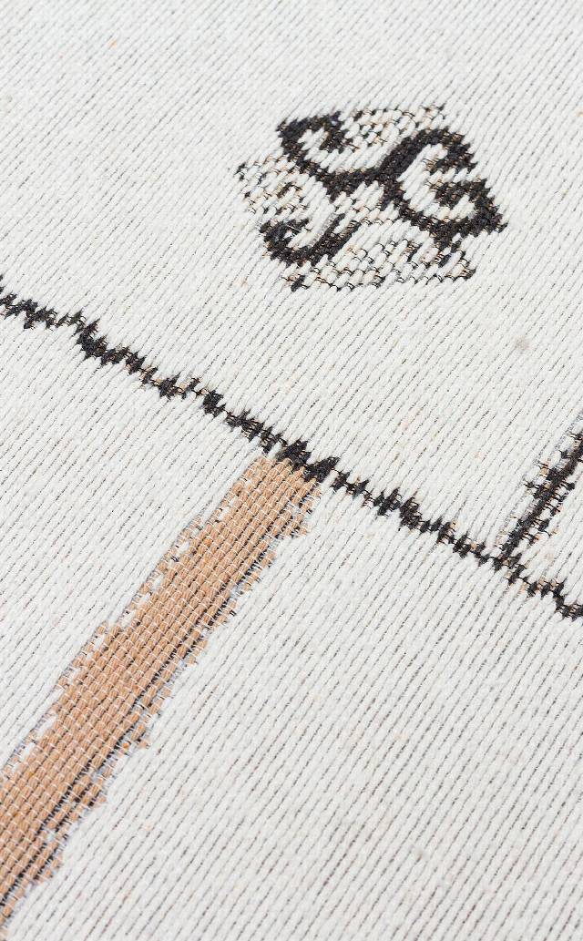 ARYA AR 41 CREAM BLACK  Yıkanabilir Çift Taraflı Modern Desenli Dokuma Kilim