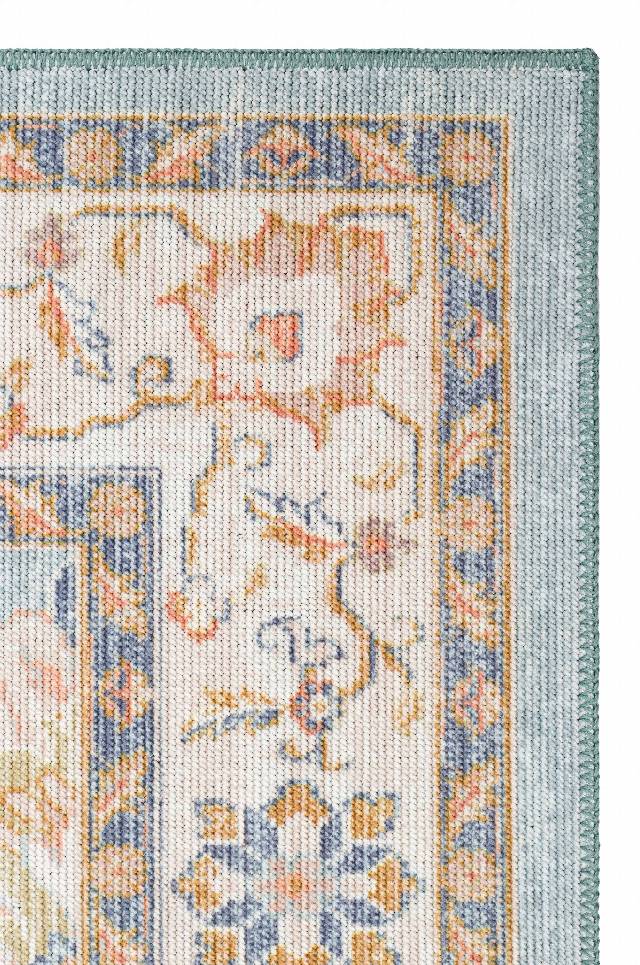 ELISTA VINTAGE ELS 203 BLUE BEIGE  Vintage Tasarımlı Yumuşak Bukle Dokuma Kaymaz Tabanlı Yıkanabilir Modern Halı