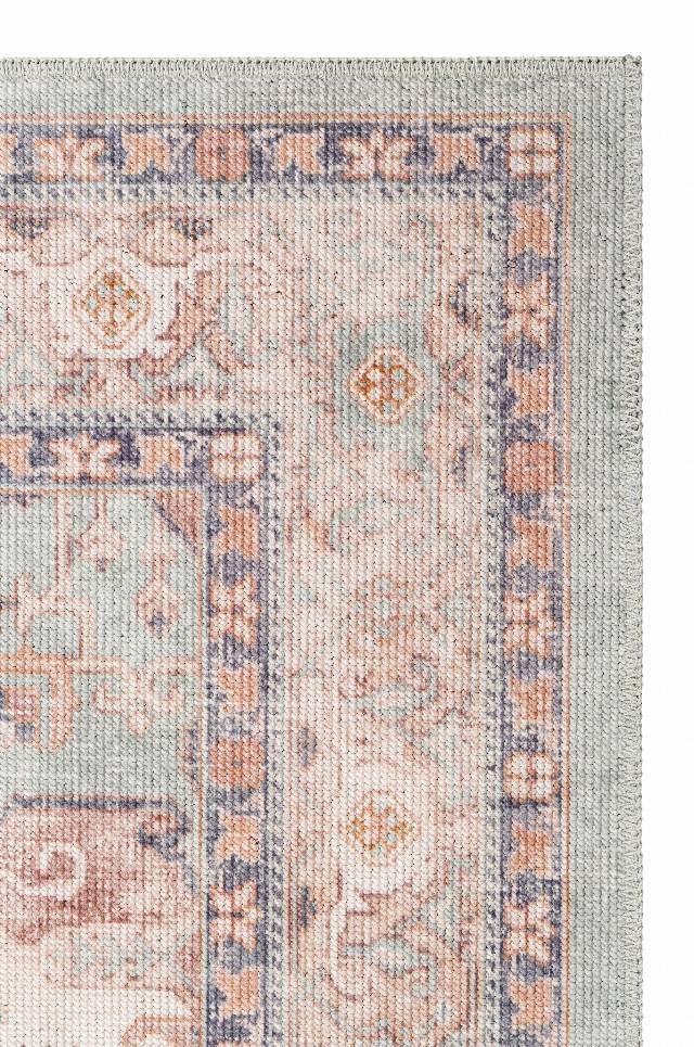 ELISTA VINTAGE ELS 204 BLUE BEIGE  Vintage Tasarımlı Yumuşak Bukle Dokuma Kaymaz Tabanlı Yıkanabilir Modern Halı