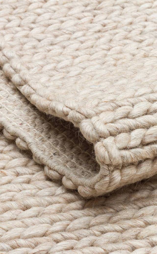JADE BASKETWEAVE BEIGE  Naturel Kazak Örgü Desenli El Dokuma Örgü Halı