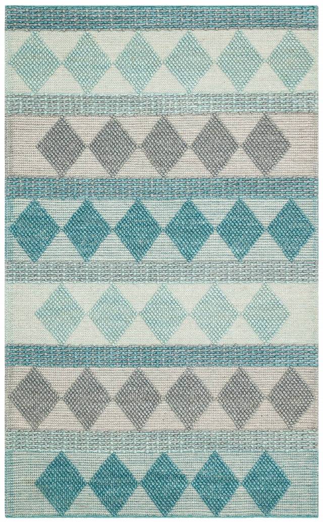 JADE JD 01 BLUE  Naturel Kazak Örgü Desenli El Dokuma Örgü Halı