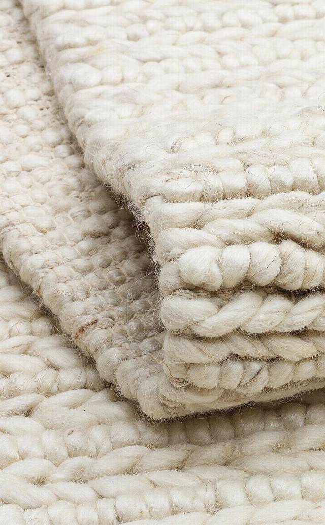 JADE JD 07 L.BEIGE  Naturel Kazak Örgü Desenli El Dokuma Örgü Halı
