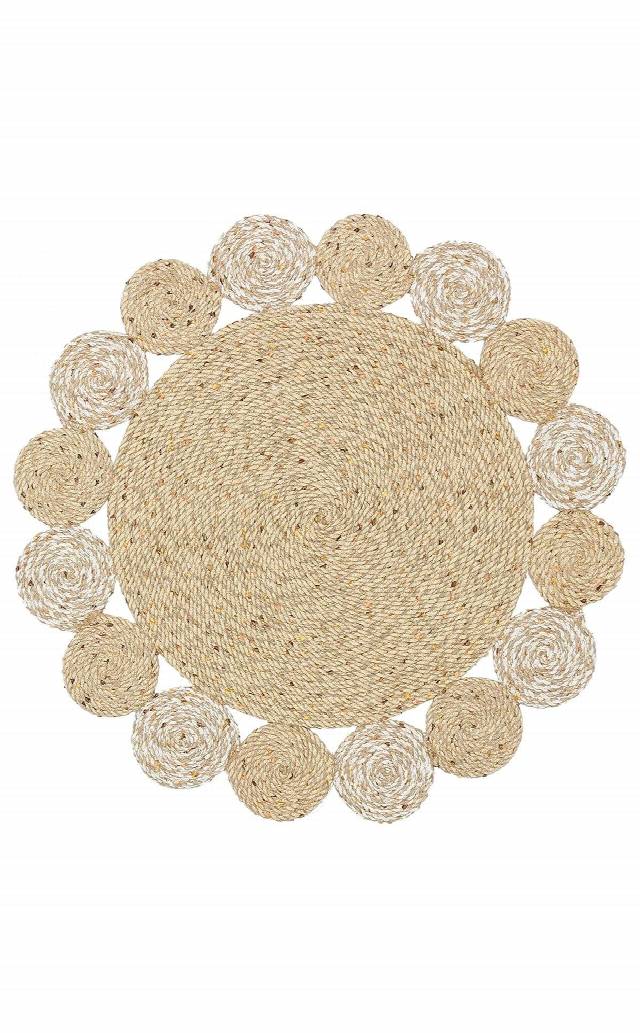 PATNA PTN 03 NATURAL WHITE  Jüt Hasır Görünümlü Hav Toz Vermez Örgü Halı