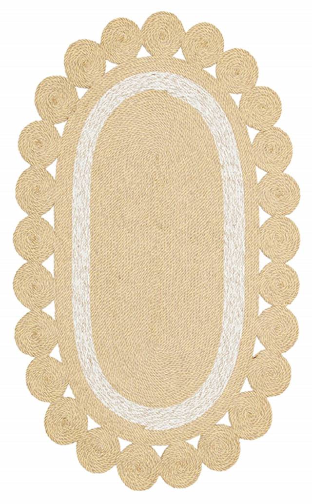 PATNA PTN 04 NATURAL WHITE  Jüt Hasır Görünümlü Hav Toz Vermez Örgü Halı