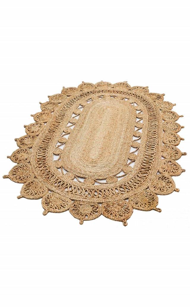 SOLO CA-109 NATURAL XW  Yuvarlak veya Oval El Dokuma Naturel Jüt Hasır Halı