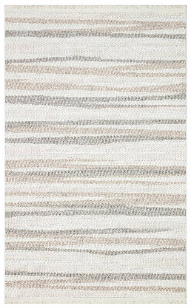 MOTTO MOT 02 WHITE BEIGE  Yumuşak Tuşeli Örgü Dokuma Modern Makine Halısı