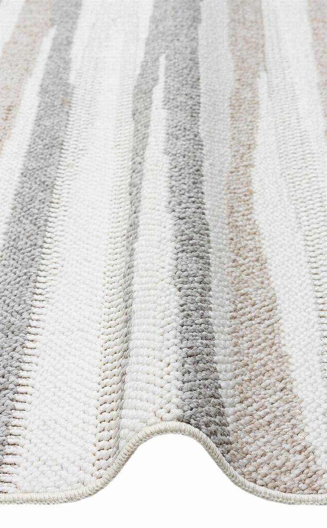 MOTTO MOT 02 WHITE BEIGE  Yumuşak Tuşeli Örgü Dokuma Modern Makine Halısı
