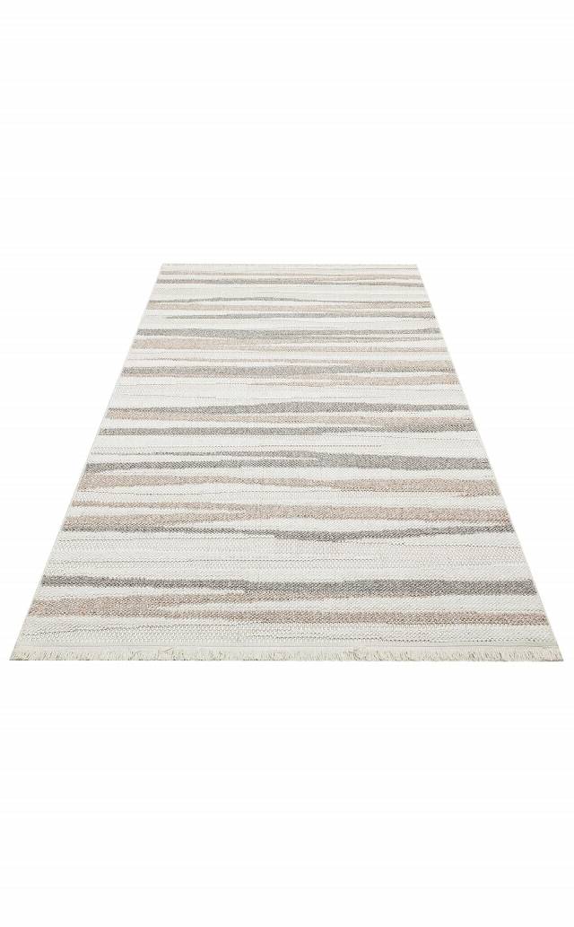 MOTTO MOT 02 WHITE BEIGE  Yumuşak Tuşeli Örgü Dokuma Modern Makine Halısı