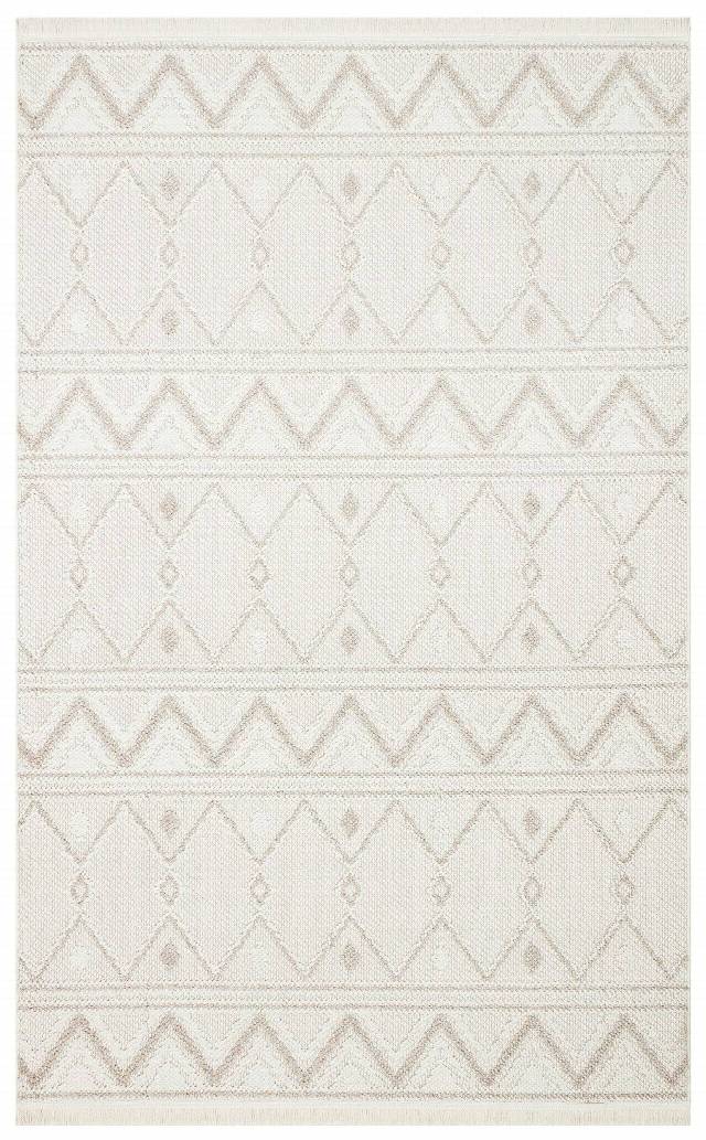 MOTTO MOT 03 WHITE BEIGE  Yumuşak Tuşeli Örgü Dokuma Modern Makine Halısı