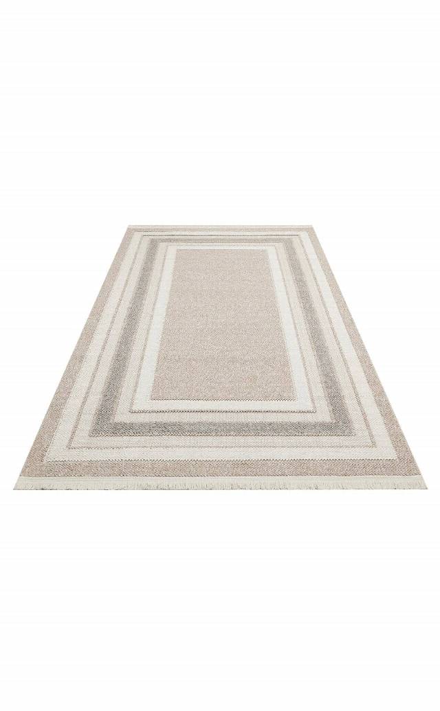 MOTTO MOT 04 BEIGE GREY  Yumuşak Tuşeli Örgü Dokuma Modern Makine Halısı