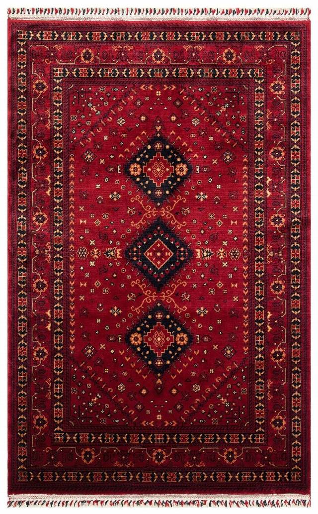 NOSTALJI 961 RED  Afgan / Yağcıbedir Desenli El Emeği ile Özel Tezgahlarda Üretilen Tensel Uşak Halısı