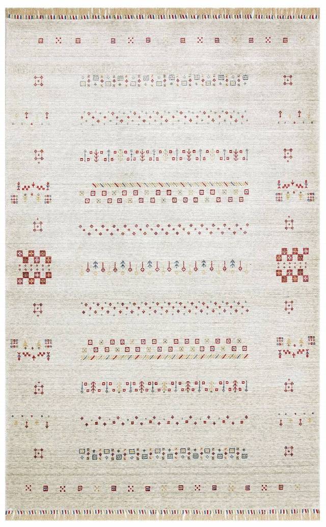 ZARA ZR 06 BEIGE  Otantik Desenli Özel Hav Vermeyen ve Kolay Temizlenebilir Tensel Kullanılarak El Emeği ile Özel Tezgahlarda Üretilen Modern Uşak Halısı