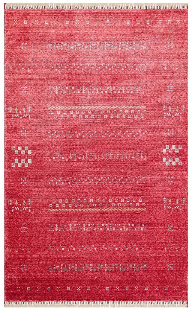 ZARA ZR 06 RED  Otantik Desenli Özel Hav Vermeyen ve Kolay Temizlenebilir Tensel Kullanılarak El Emeği ile Özel Tezgahlarda Üretilen Modern Uşak Halısı