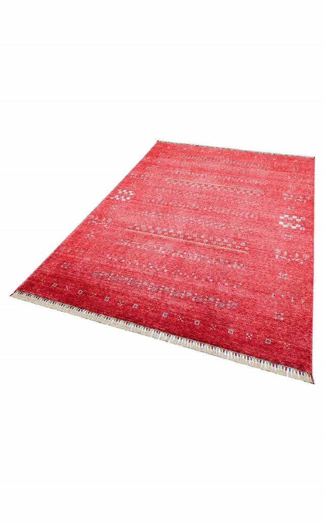 ZARA ZR 06 RED  Otantik Desenli Özel Hav Vermeyen ve Kolay Temizlenebilir Tensel Kullanılarak El Emeği ile Özel Tezgahlarda Üretilen Modern Uşak Halısı
