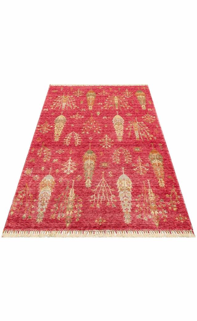 ZARA ZR 08 RED AUTUMN  Otantik Desenli Özel Hav Vermeyen ve Kolay Temizlenebilir Tensel Kullanılarak El Emeği ile Özel Tezgahlarda Üretilen Modern Uşak Halısı
