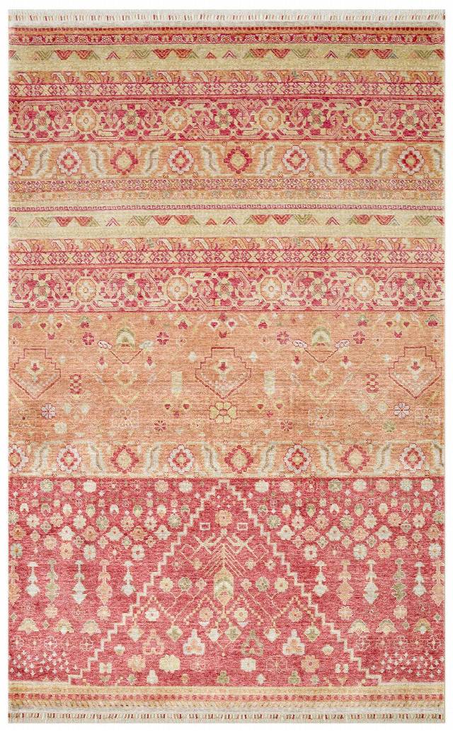 ZARA ZR 17 RED AUTUMN  Otantik Desenli Özel Hav Vermeyen ve Kolay Temizlenebilir Tensel Kullanılarak El Emeği ile Özel Tezgahlarda Üretilen Modern Uşak Halısı