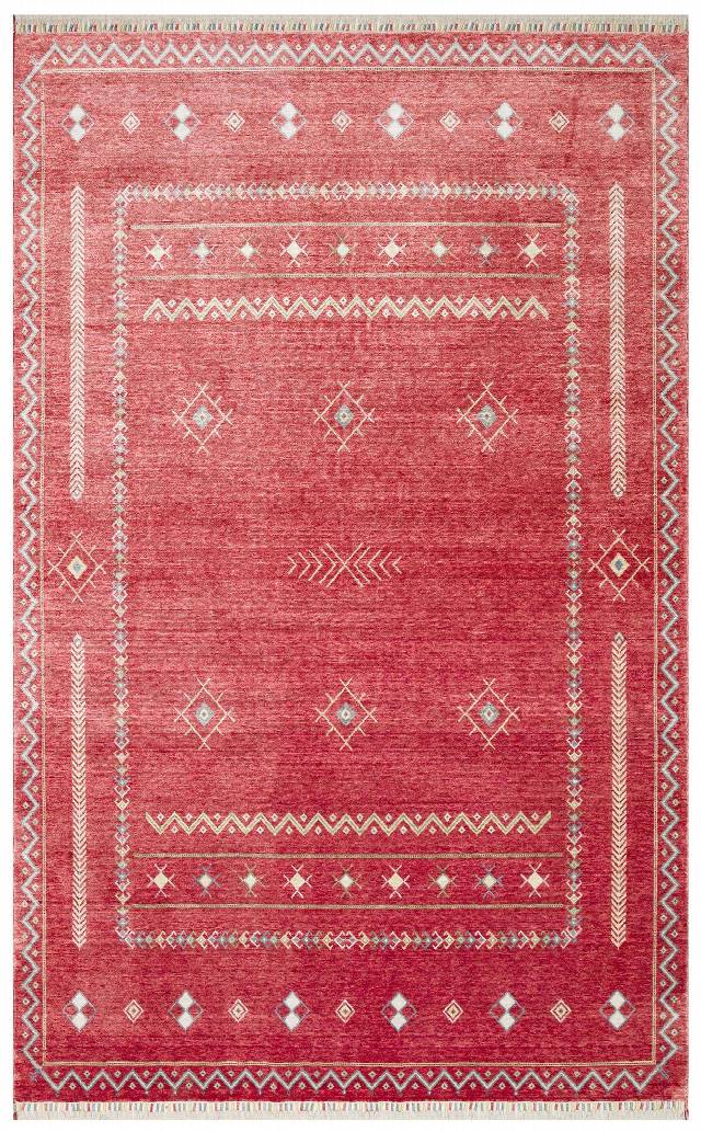 ZARA ZR 20 RED MULTY  Otantik Desenli Özel Hav Vermeyen ve Kolay Temizlenebilir Tensel Kullanılarak El Emeği ile Özel Tezgahlarda Üretilen Modern Uşak Halısı
