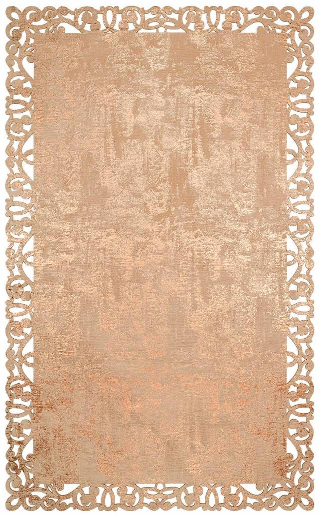 BIANCA BNC 05 BEIGE COPPER  Klasik Ve Modern İşleme ve Oymaya Sahip Parlak Bordürlü Suni Deri Halı