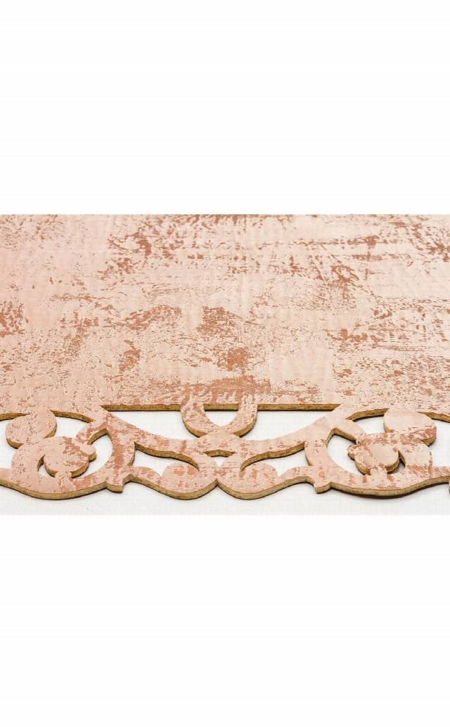 BIANCA BNC 05 BEIGE COPPER  Klasik Ve Modern İşleme ve Oymaya Sahip Parlak Bordürlü Suni Deri Halı