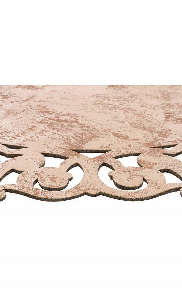 BIANCA BNC 05 BEIGE COPPER Q  Klasik Ve Modern İşleme ve Oymaya Sahip Parlak Bordürlü Suni Deri Halı