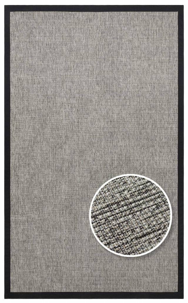VENTURA SISAL VNT 2705 GREY BRD BLACK  İç ve Dış Mekan Kullanımına Uygun Hav Vermeyen Kolay Temizlenebilir Sisal Görünümlü Halı
