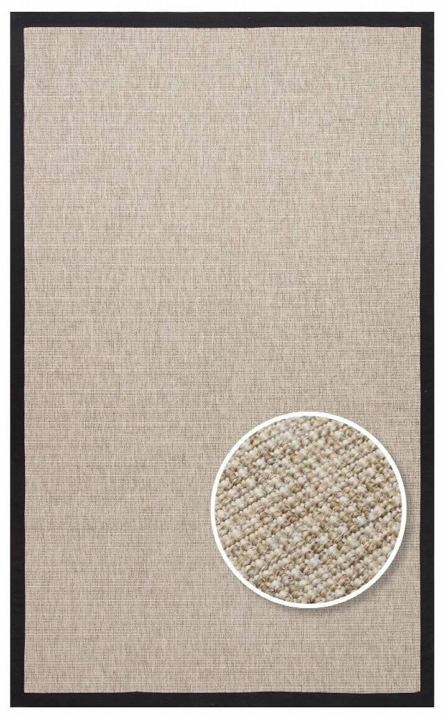 VENTURA VNT 2703 L.BEIGE BRD BLACK  İç ve Dış Mekan Kullanımına Uygun Hav Vermeyen Kolay Temizlenebilir Sisal Görünümlü Halı