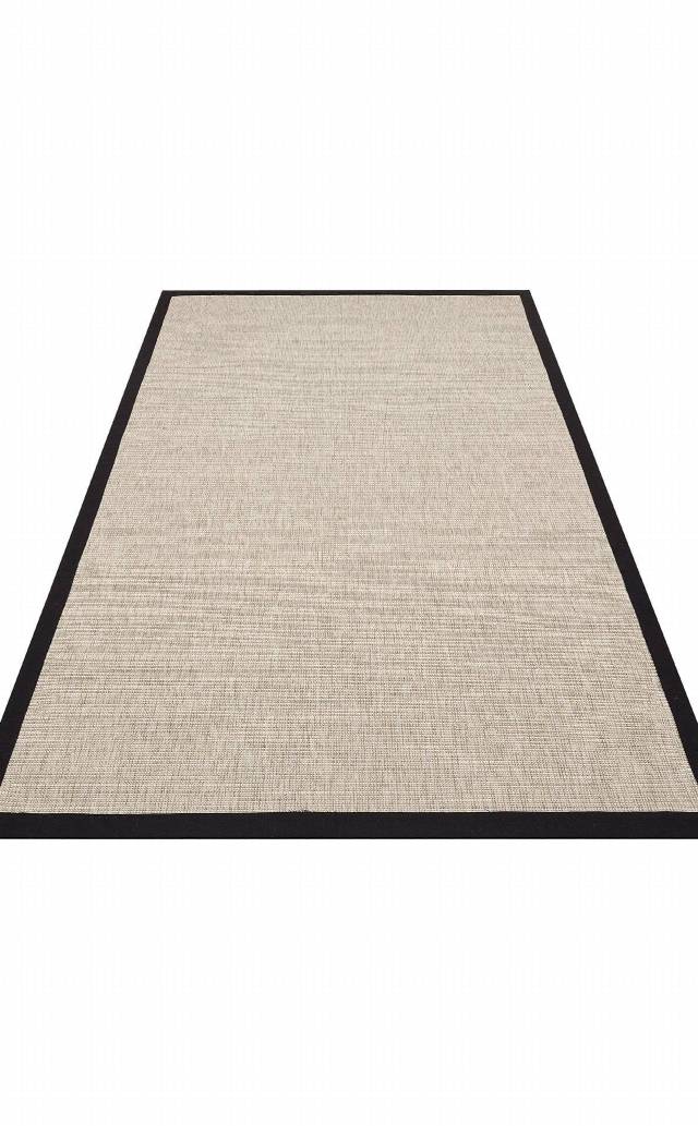 VENTURA VNT 2703 L.BEIGE BRD BLACK  İç ve Dış Mekan Kullanımına Uygun Hav Vermeyen Kolay Temizlenebilir Sisal Görünümlü Halı