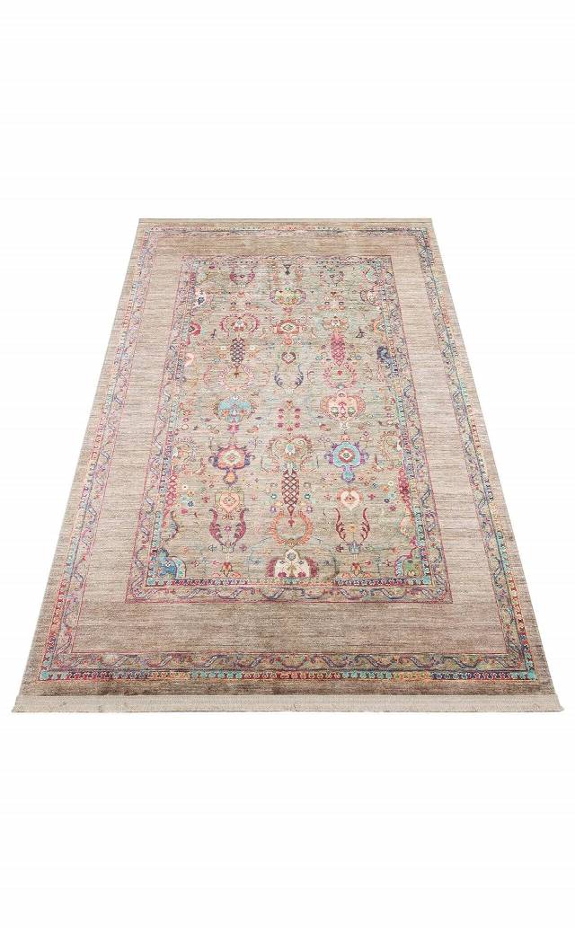 ANTIQUE ATK 07 OLIVE  Kolay kullanımlı Kaymaz Karabağ ve Antik Desenlere Sahip Yıkanabilir Makine Halısı