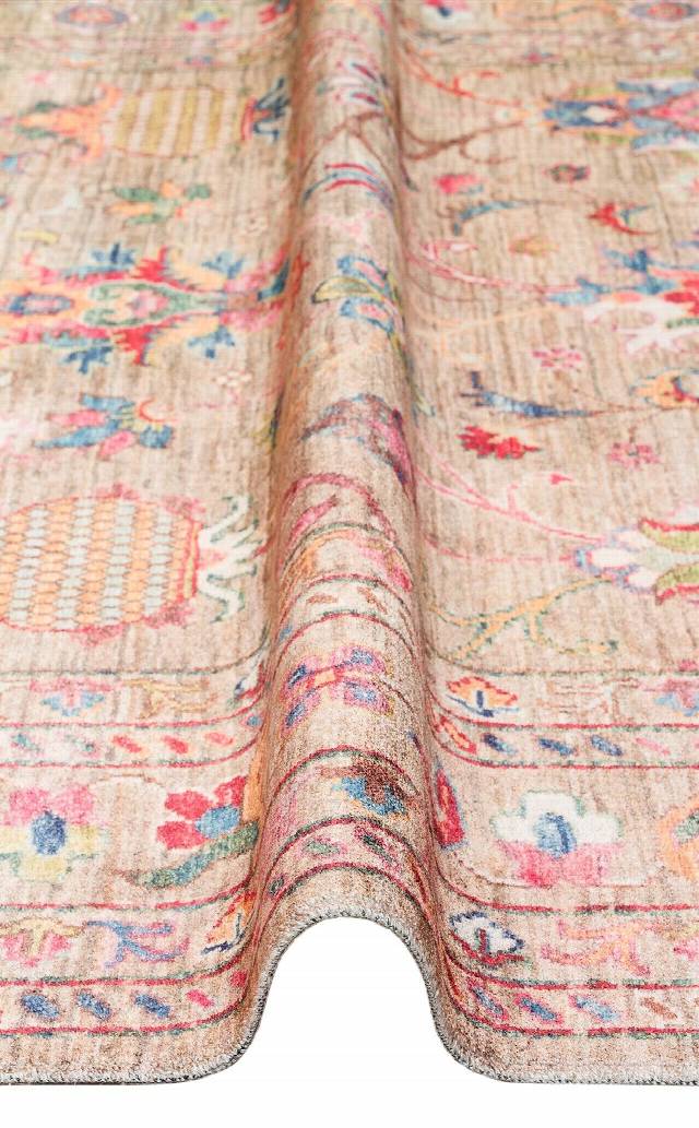 ANTIQUE ATK 08 BEIGE  Kolay kullanımlı Kaymaz Karabağ ve Antik Desenlere Sahip Yıkanabilir Makine Halısı