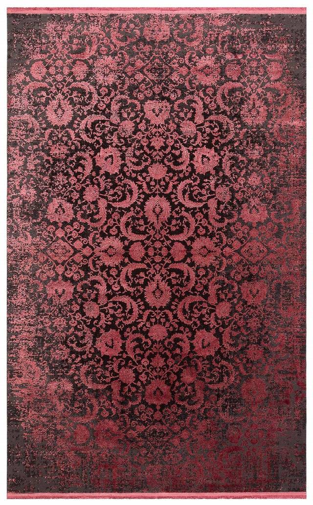 CORDOBA NEW DB 02 ANTRASIT BURGUNDY NW  Parlak Yüksek Alçak Dokulu Modern Makine Halısı