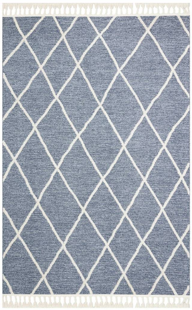 ETNA ETN 02 BLUE CREAM  Hav Toz Vermez Örgü Dokulu Modern Bukleli Makine Halısı