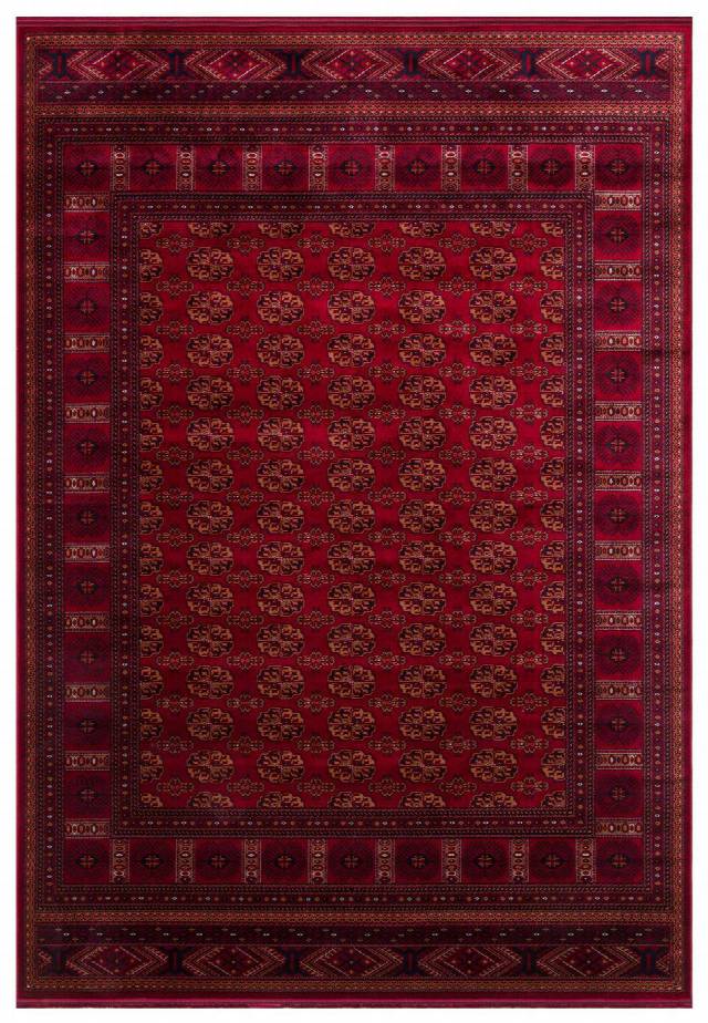 HERAT HER 03 RED  Afgan Desenli Viskon Sıkı Dokuma Kaymaz Tabanlı İnce Makine Halısı