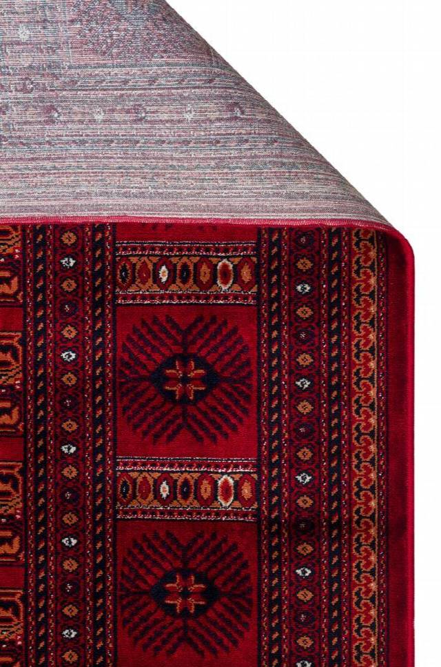 HERAT HER 03 RED  Afgan Desenli Viskon Sıkı Dokuma Kaymaz Tabanlı İnce Makine Halısı