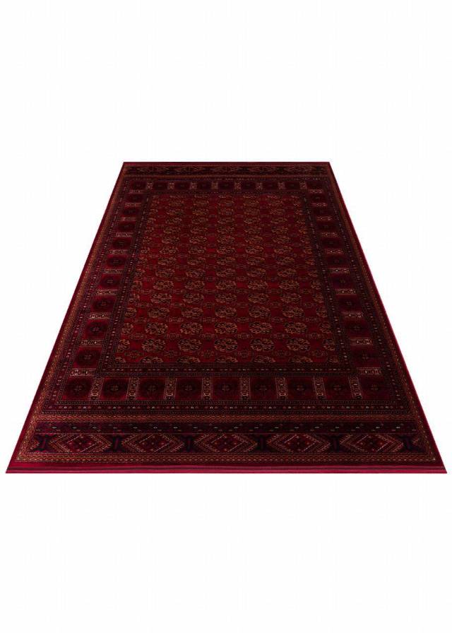 HERAT HER 03 RED  Afgan Desenli Viskon Sıkı Dokuma Kaymaz Tabanlı İnce Makine Halısı