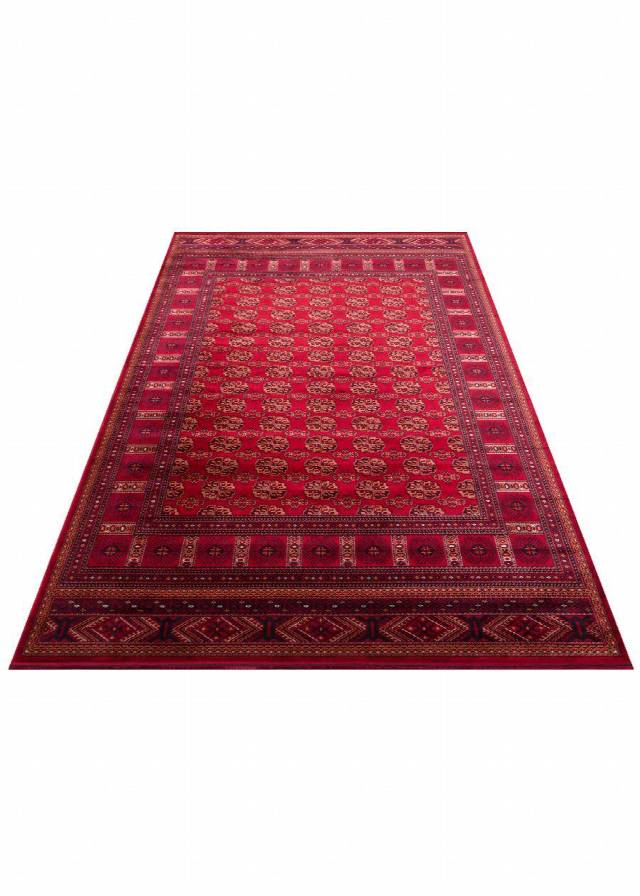 HERAT HER 03 RED  Afgan Desenli Viskon Sıkı Dokuma Kaymaz Tabanlı İnce Makine Halısı