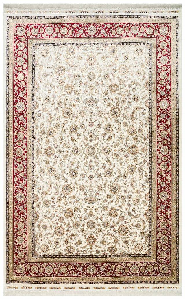 ISFAHAN ISF 03 CREAM RED  Klasik Desenli Yüksek Kalite Sık Dokuma Makine Halısı