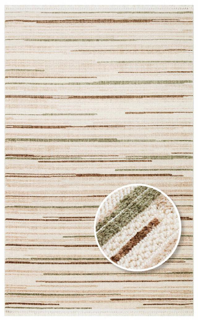 JOY JOY 01 GREEN BROWN  Hav Toz Vermeyen Yumuşak dokulu Modern Makine Halısı