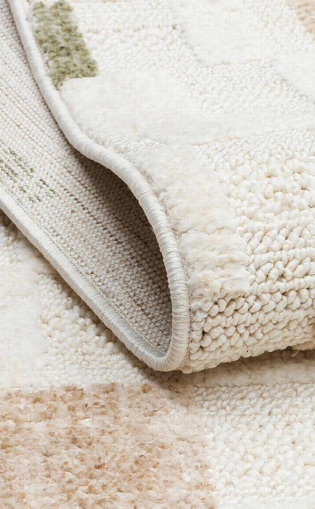 JOY JOY 02 GREEN BEIGE  Hav Toz Vermeyen Yumuşak dokulu Modern Makine Halısı