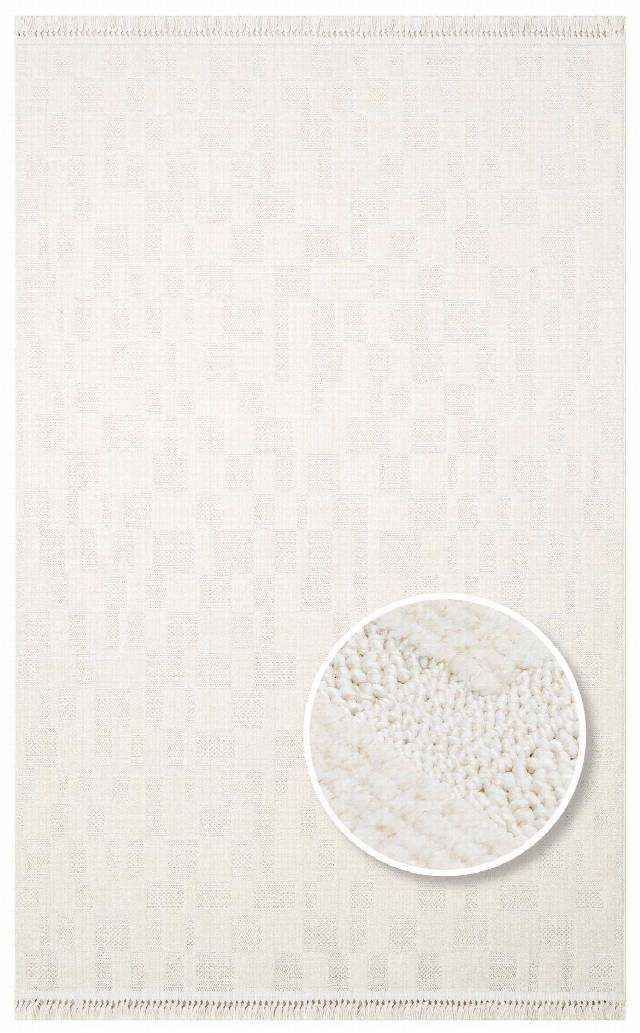 JOY JOY 02 WHITE  Hav Toz Vermeyen Yumuşak dokulu Modern Makine Halısı