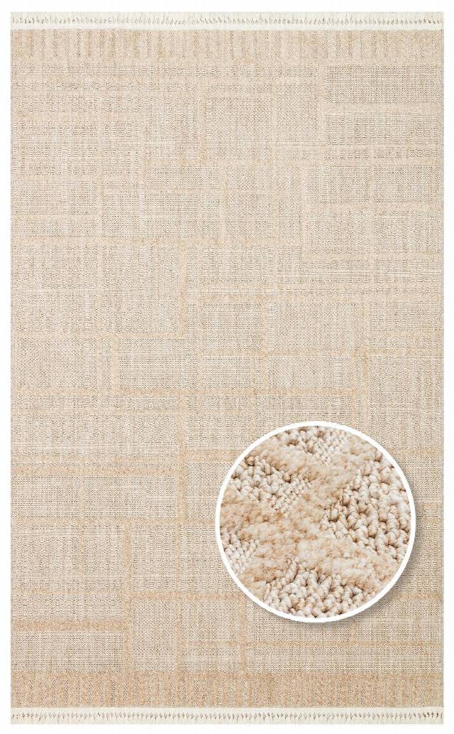 JOY JOY 03 BEIGE  Hav Toz Vermeyen Yumuşak dokulu Modern Makine Halısı
