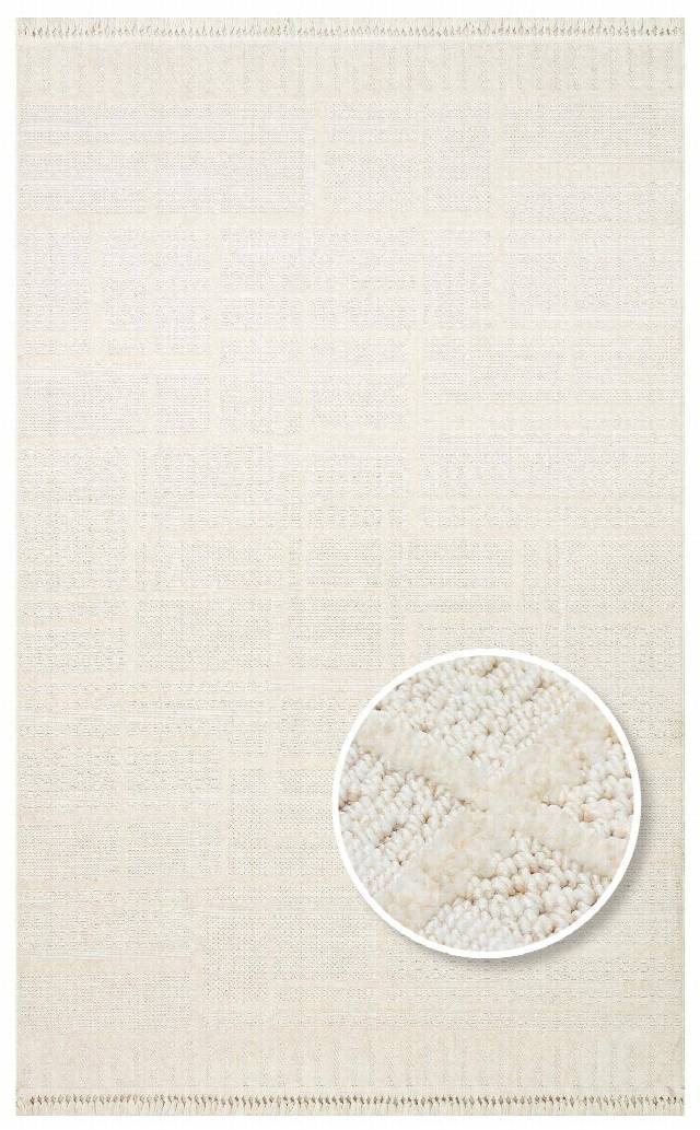 JOY JOY 03 WHITE  Hav Toz Vermeyen Yumuşak dokulu Modern Makine Halısı